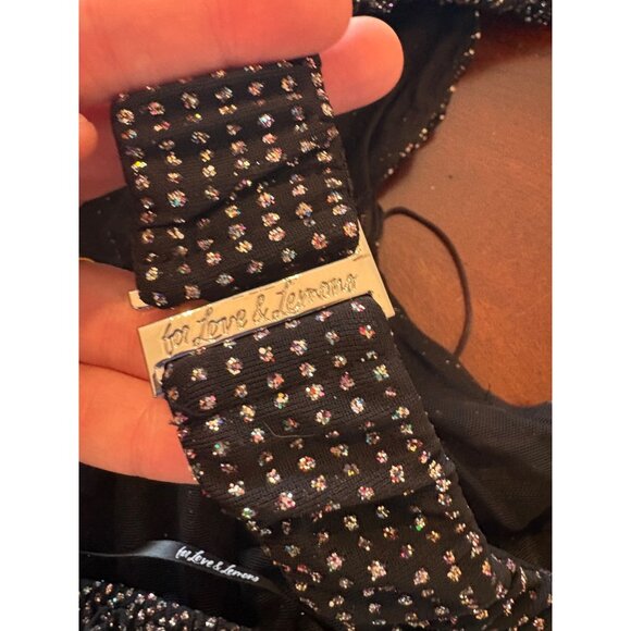 For Love & Lemons × Victoria’s Secret Glitter Ruched Mini Dress Black Medium NWT - Picture 7 of 15